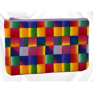 Handmade Soft Flannel Cotton Lined Small Zipper Pouch Bright Multicolor